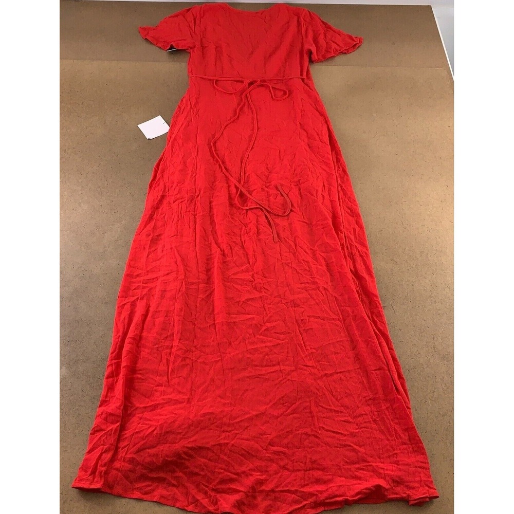 Lulus Women's Small Red Flutter Sleeve Much Obliged Wrap Maxi Dress NWT *Flaw - Picture 3 of 10